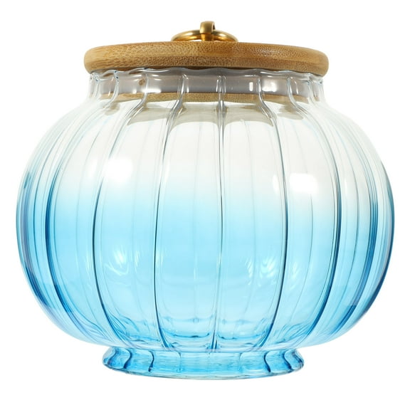 Soimiss Airtight Blue Glass Tea Canister with Lid for Fresh Food Storage