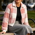 thumbnail image 6 of SZJXBUY Women's Lightweight Athletic Jacket Plus Size Cozy Plaid Collared Zip Up Cropped Jackets Casual Winter Warm Long Sleeve Coats Outerwear Pink,XXXXXL, 6 of 7