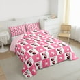 thumbnail image 3 of Homewish Sweet Cherry Full Size Comforter Sets,Modern Geometric Plaid Bedding Comforter Set,Pink White Bedding Sets For Girls Kids,Breathable Home Decor Reversible,3 Pieces, 3 of 8