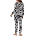 thumbnail image 5 of DISNIMO Womens Pajama Sets Leopard Print 2 Pcs Long Sleeve Sleepwear Set Soft Comfy Nightwear Casual Loungewear with Pockets Crew Neck Pullover Top with Long Pants, S, 5 of 7