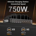 thumbnail image 2 of Estación de carga Zobirez 750W de 10 puertos USB-C 120W USB-A 30W, 2 of 7