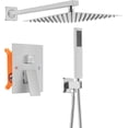 thumbnail image 4 of Bathroom Shower Faucet Rain Shower Head with Handheld Spray，Brass Shower Valve Trim Kit，Wall Mounted Square Rain Shower System (Brushed Gold), 4 of 4