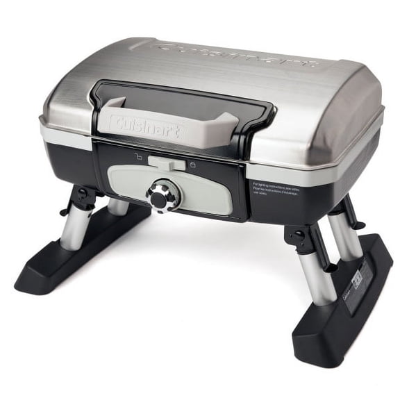 Cuisinart Petit Gourmet Portable Tabletop Outdoor LP Gas Grill, Silver/Black