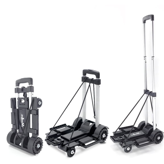 ZHJINGYU Folding Hand Truck 4-Wheel Aluminum Utility Cart, Black