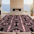 thumbnail image 2 of Design&I 3'x5' Washable Area Rug Low Profile & Durable Daily Traffic Ready Pink Delicate Vertical Stripe Tossed Botanical Repeat Ornamental for Home Office, Hallway, 2 of 7
