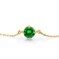 thumbnail image 3 of Gem Stone King 18K Yellow Gold Plated Silver Green Created Emerald Solitaire Bracelet for Women (1.00 Cttw, Round Cut 6MM), 3 of 4
