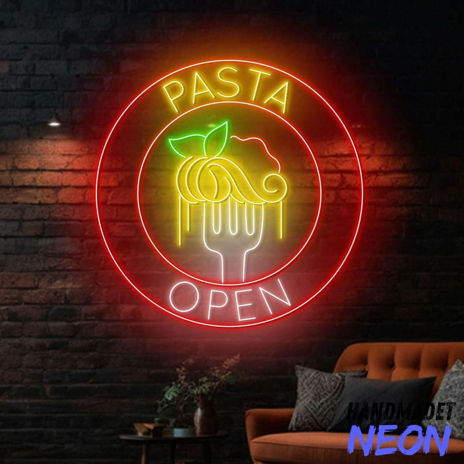 Handmadetneonsign Pasta Open Neon Sign, Italian Cuisine Led Sign, Spaghetti Wall Art Decor 91478