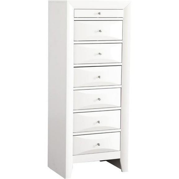 Maklaine Contemporary Engineered Wood 7 Drawer Lingerie Chest in White