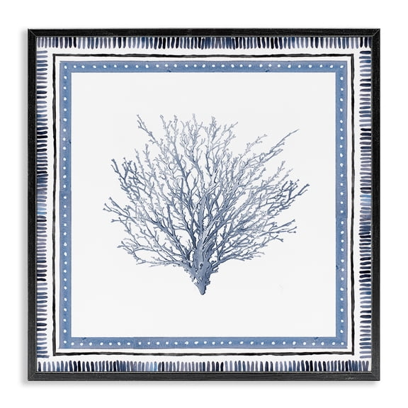 Stupell Industries Bordered Oceanic Coral Animals Painting Black Framed Art Print Wall Art, 12 x 12