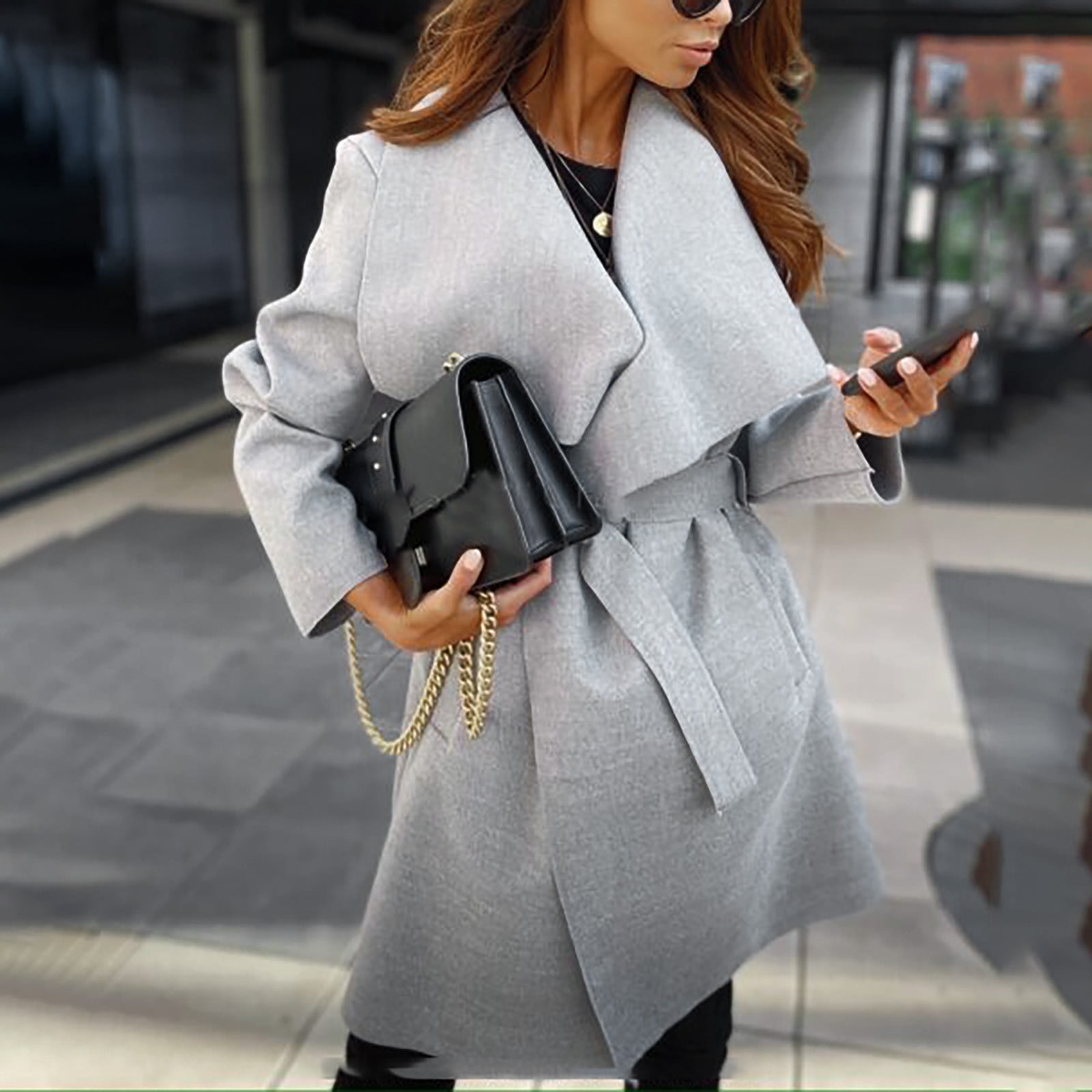 Manteau Femme Hiver En Laine Mi-Long - Veste Élégante A-Line Chaud Pour Toutes Les Saisons