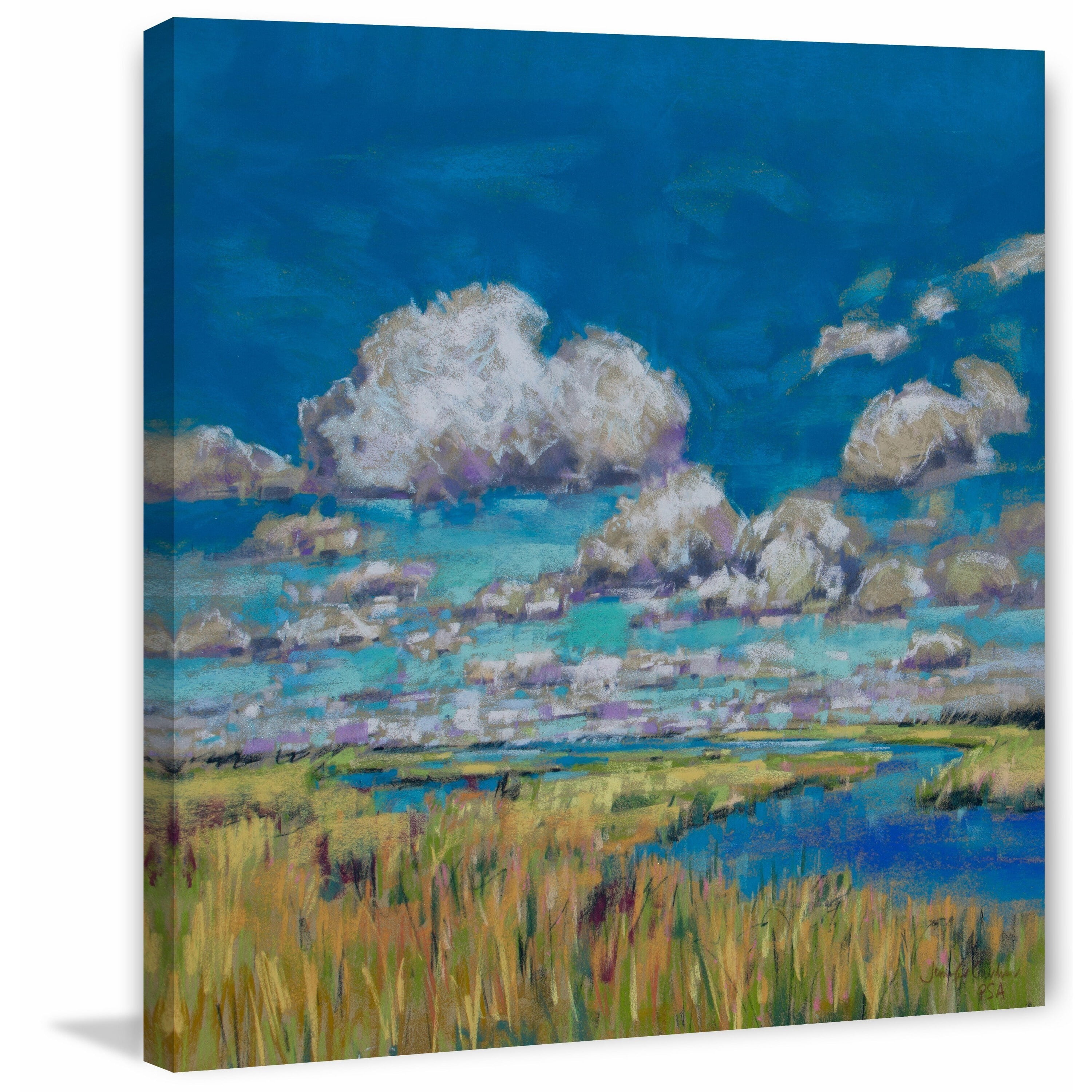 "Summer Clouds and Marsh" Painting Print on Wrapped Canvas