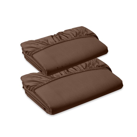 Elegant Comfort 1500 Series Fitted Sheet Set of 2, Twin/Twin XL Size, Taupe - Soft Brushed Microfiber, Deep Pocket, Wrinkle Resistant