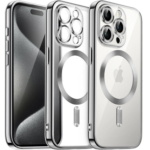 Supershield iPhone 15 Pro Coque Luxe Sans Fil Magsafe Magnétique de Charge Électrodéposition Housse iPhone 15 Pro - Argent