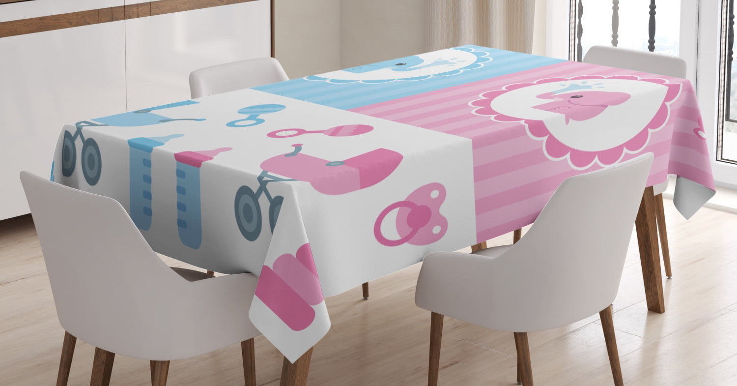 Gender Reveal Decorations Tablecloth, Elephants Girl Boy Newborn