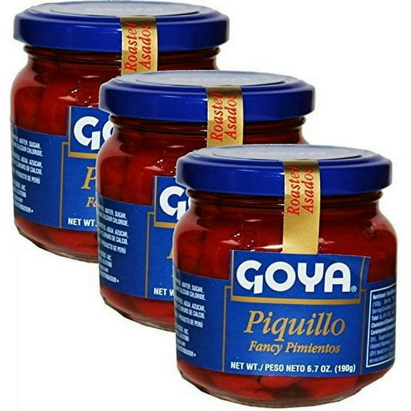 Goya Piquillo Peppers Fancy Pimientos 6.7oz each Pack of 3 jars