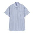 thumbnail image 3 of QIUOMBBP Plaid Button Down Shirts for Men Casual Short Sleeve Dress Tees with Pocket Regular Fit Lightweight Summer Office Work Tshirts Blue M, 3 of 7