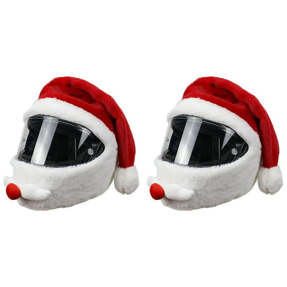 2X Motorcycle Helmet Cartoons Plush Helmet Protective Cover Helmet Full Face Covers for Outdoor Fun Helmets Christmas,2 x Helmet cover,Red