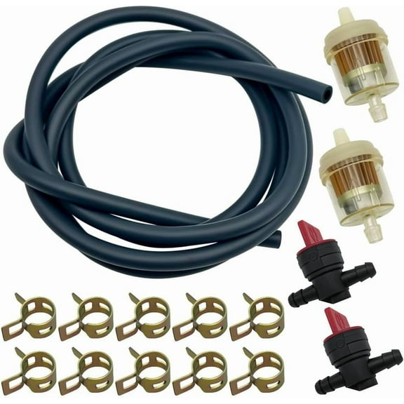 1/4 Gas Fuel Line Hose with Clamps Valve & Filters Kit