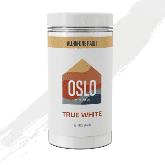 Oslo Home All In One Paint, True White, Quart (32oz), ‎Satin, no Sanding, for Refinishing Furniture, Cabinets