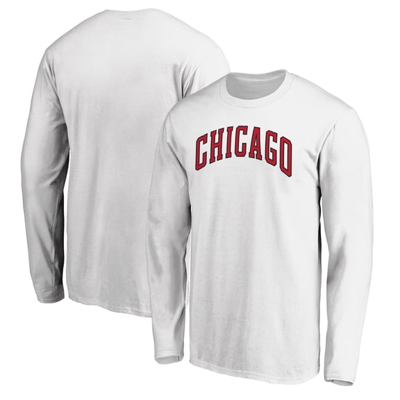 Men's White Chicago Bulls Alternate Team Logo Long Sleeve T-Shirt