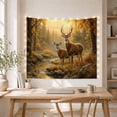 thumbnail image 5 of Painting Forest Tailed with Deer Realistic Harvest Toned, Mystical Fantasy for Space Lovers, Wall Decor, Thanksgiving Hostess Gift, Tapestry Wall Hanging for Dorm and Living Room, 5 of 7