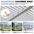 thumbnail image 6 of MELLCOM Louvered Pergola 10x12, Outdoor Rustproof Shelter with Adjustable Roof, Aluminum Gazebo with Waterproof Curtains and Netting for Patio Deck, White, 6 of 7