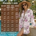 thumbnail image 7 of Xoenoiee Purple Peony Flower Print Beach Cover Ups for Women Summer Long Sleeve Button Down Midi Shirt Dresses Curved Hem Vacation Swimwear Coverup, 3XL, 7 of 7