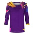 thumbnail image 5 of Penkiiy Blouse Carnaval Manches 3/4 Chemise de Printemps Quotidienne Tee Imprimé Masque Blouse Mardi Gras Col Rond 2024 Tee Tunique Habillée m Multicolore, 5 of 5