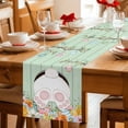 thumbnail image 5 of Easter Table Runner 48 Inches, Spring Watercolor Bunny Eggs Wooden Grain Green Bed Runner Dresser Scarves Tabletop for Indoor Outdoor Parties/Ceremony/Banquet, 13" x 48", 5 of 8
