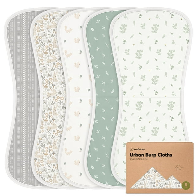 Paños para eructar KeaBabies de algodón orgánico, paquete de 5 unidades, unisex, 21 x 26 cm
