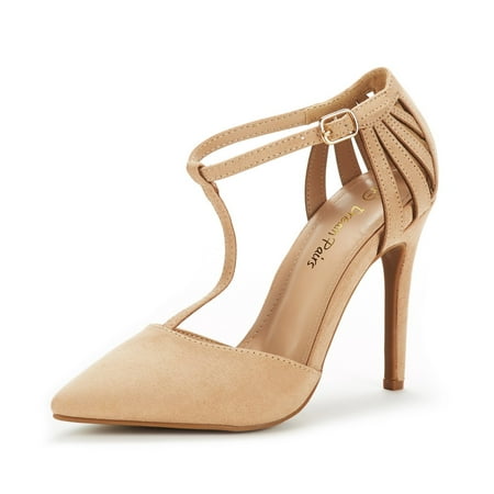 

DREAM PAIRS Women Pointed Toe Pump Shoes High Heel Wedding Party Slip On Pumps Oppointed_Mary Nude/Suede Size 8.5