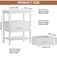 thumbnail image 2 of Beddle Nightstand with Charging Station, LED Bedside Table with 1 Fabric Drawer, 3-Tier End Table for Bedroom, Living Room, 2 Pack White, 2 of 8