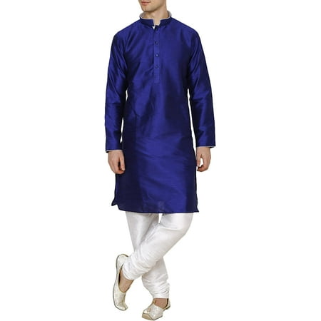 

Royal Kurta Silk Blend Kurta Pyjama Set for Men (44 Dori-Blue)