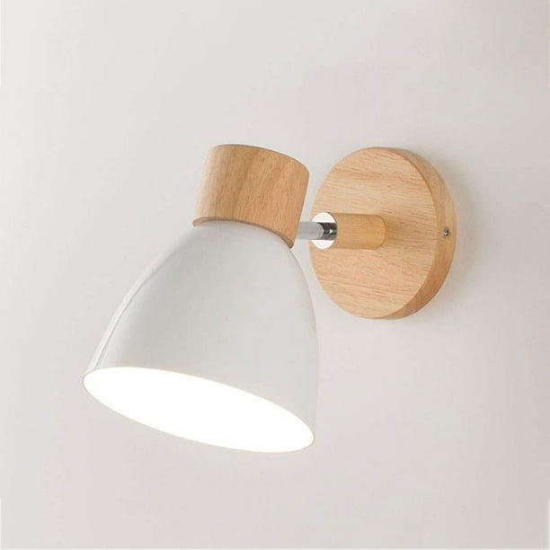 Nordic Metal Iron Macaron Dormitorio Cabecera Aplique de pared Moderno Simple E27 Base de madera Montado en la pared Estudio Pared Dormitorio Balcón Restaurante Escaleras Decorativo Aplique de pared Xemadio GX-167-1
