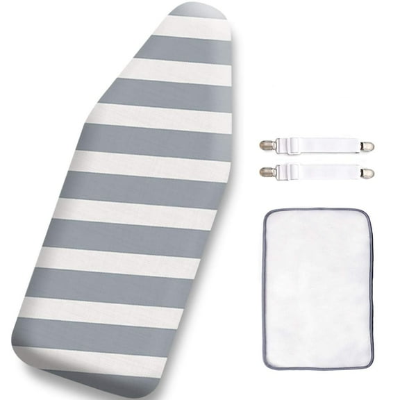 Mini Ironing Board Cover 12.5 x 32 Inch, Cotton Material with Reinforced Thick Pad, Resists Scorching, Elastic Cord for Snug Fit, Grey