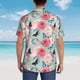 thumbnail image 4 of Balery Roses and Butterflies Camisas hawaianas de manga corta para hombre, camisas playeras de corte holgado, camisas de vacaciones con botones,Large, 4 of 7