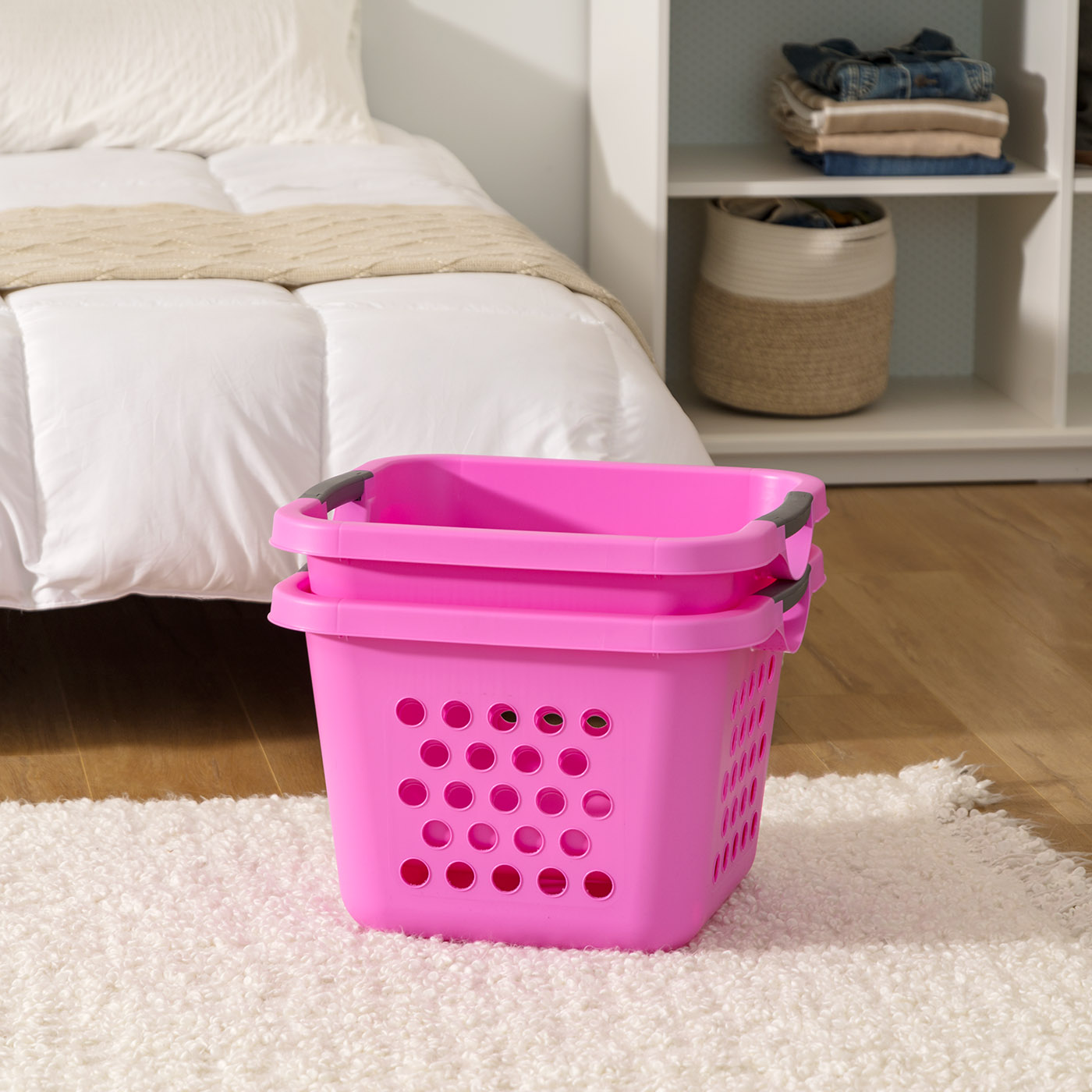 コットンマスク グレー系3柄 洗濯 64個セット m9469x2-64-HC20 IRIS USA Plastic Laundry Basket, Pink, Ventilation Holes, Easy