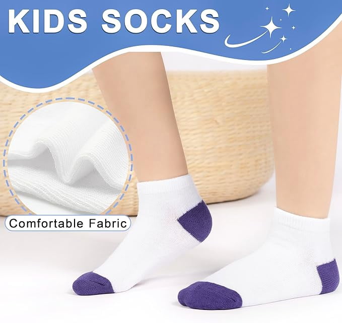 25 Pairs Toddler Kids Socks, Ankle Athletic Low Cut Short Socks for Boys Girls 1-14 Years