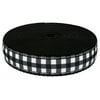 Country Brook Design® 1 inch Black & White Buffalo Plaid Ribbon on Black Nylon Webbing, 10 Yards