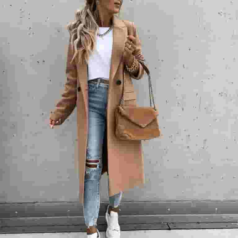 JDEFEG 50 pcs Long Coat For Women Wool Women's 2021 Autumn JDEFEG 50 pcs Long Coat For Women Wool Women's 2021 Autumn