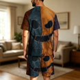 thumbnail image 7 of Leidass Mens Halloween Pajama Set Short Sleeve Sleepwear Lounge Set Crew Neck Tee and Shorts Casual Homewear Two Piece Outfit Beige L, 7 of 7