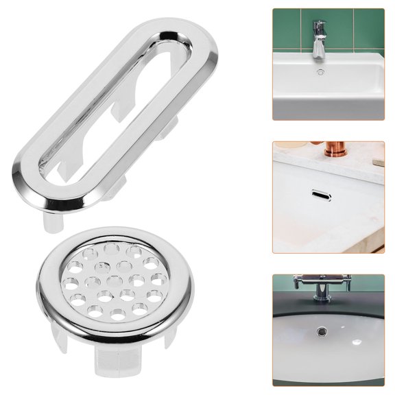 COSMOBETTY 10Pcs Sink Covers For Bathroom Plastic Round Home Use Silver 1.2In