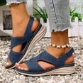 thumbnail image 2 of LOVZFMLL Women's Sandals 2025 Print Comfort Walking Hiking Wedges Sandals with Arch Support Open Toe Ankle Strap Casual Summer Sandals Blue 6.5, 2 of 7