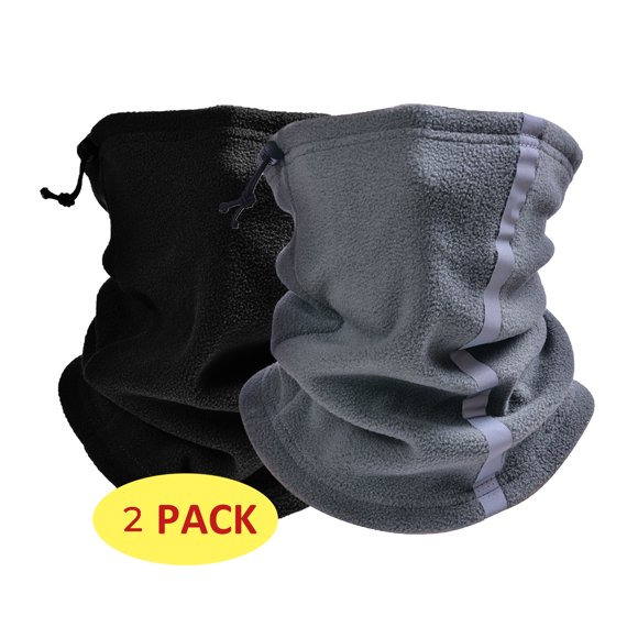 2 Pack Neck Warmer Men and Women Cold Weather Ski Mask Black Gray