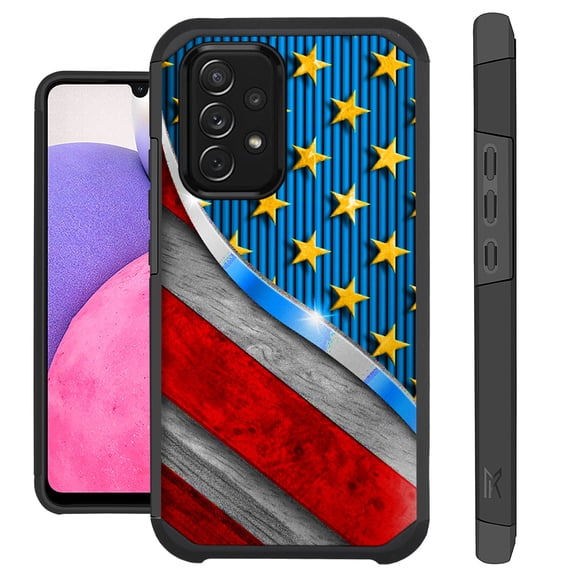 Compatible with Samsung Galaxy A33 5G Hybrid Fusion Guard Phone Case Cover(US Flag Metallic Print)