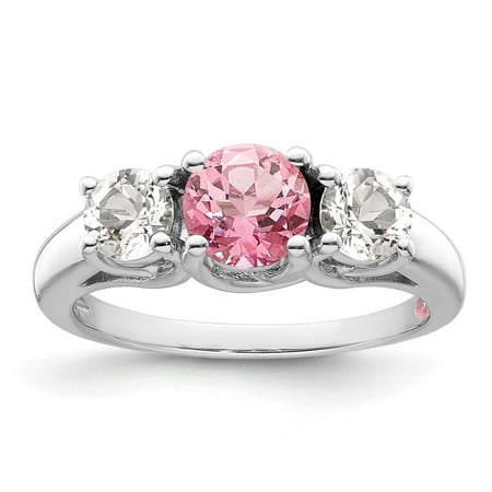 Auriga Fine Jewelry 10K White Gold Clear Pink Topaz Pamela Ring for Women Size- 7