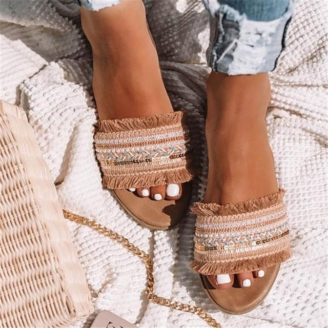 Sandalias informales a la moda para mujer, chanclas para exteriores, zapatillas de cuña para la playa Wmkox8yii nm10984