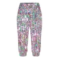 thumbnail image 3 of DeHolifer Capris Pants for Women Elastic Waist Floral Print Straight Leg Cropped Pants Summer Casual Trousers Pink M, 3 of 5