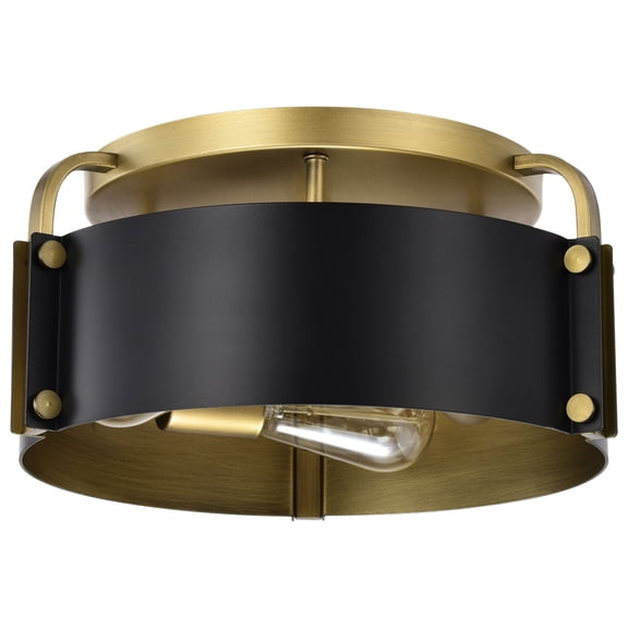 60/7840-Nuvo Lighting-Altos - 3 Light Semi-Flush Mount-6.5 Inches Tall and 14 Inches Wide-Matte Black/Natural Brass Finish