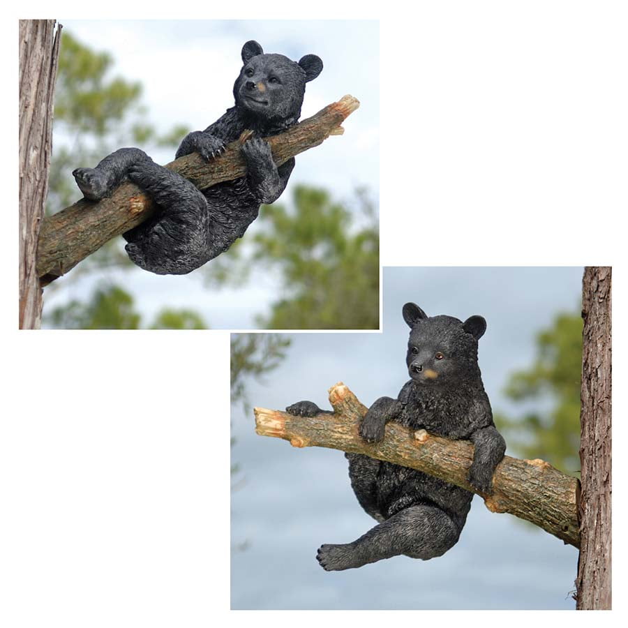 Design Toscano Up a Tree Hanging Black Bear Cub Statues Climbing